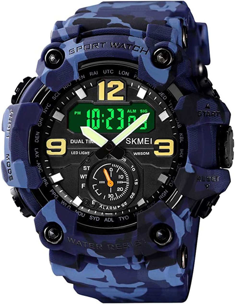 MASTOP Mens Stopwatch Waterproof Analog Digital Dual Time Watch Sport Watch Outdoor Military Electronic Watch