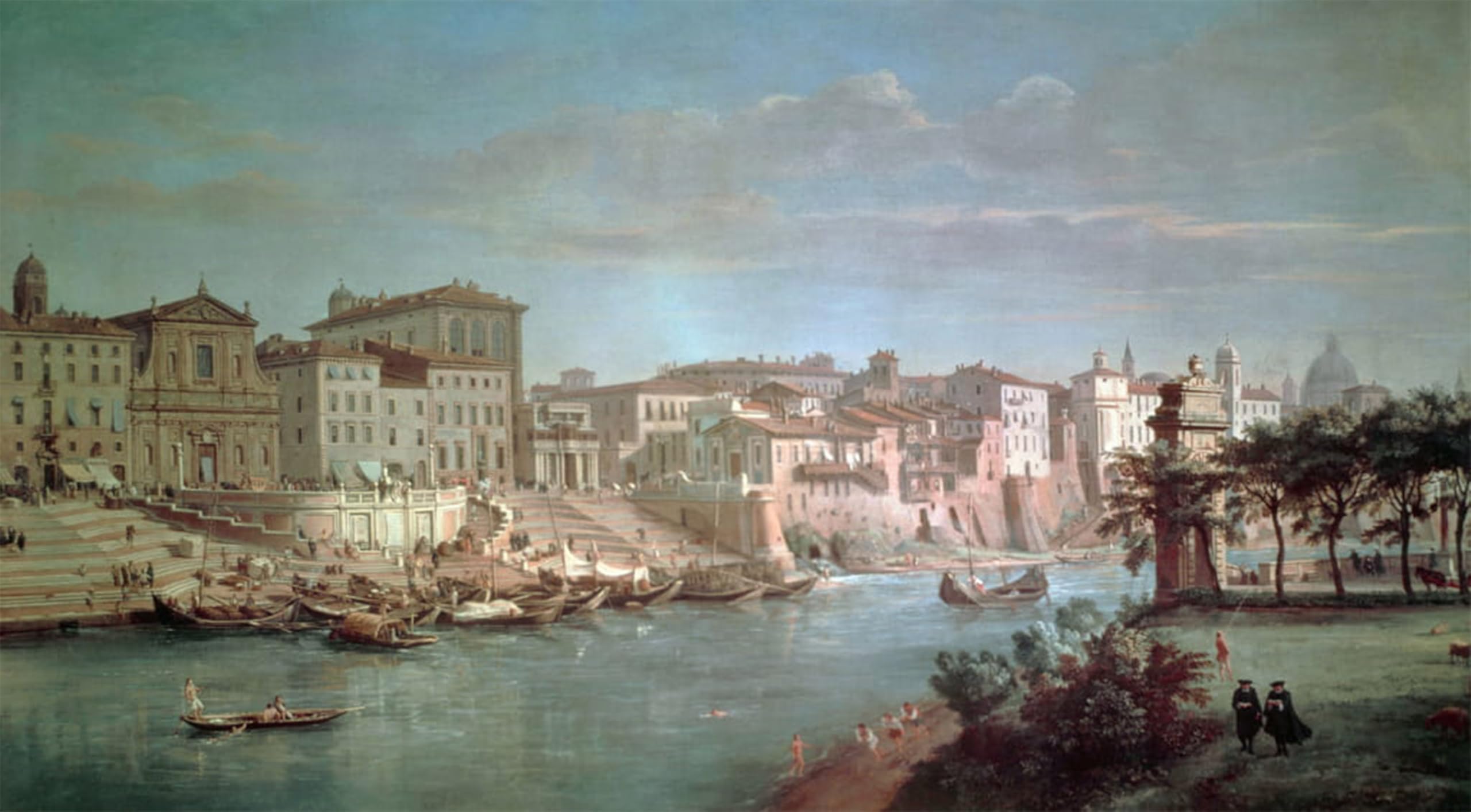POSTERIIk Famous Modern Artwork Art Mural the Tiber to Porto Di Ripetta by Gaspar Van Wittel Oil Paintings Pictures for Home Decor 60x90cm