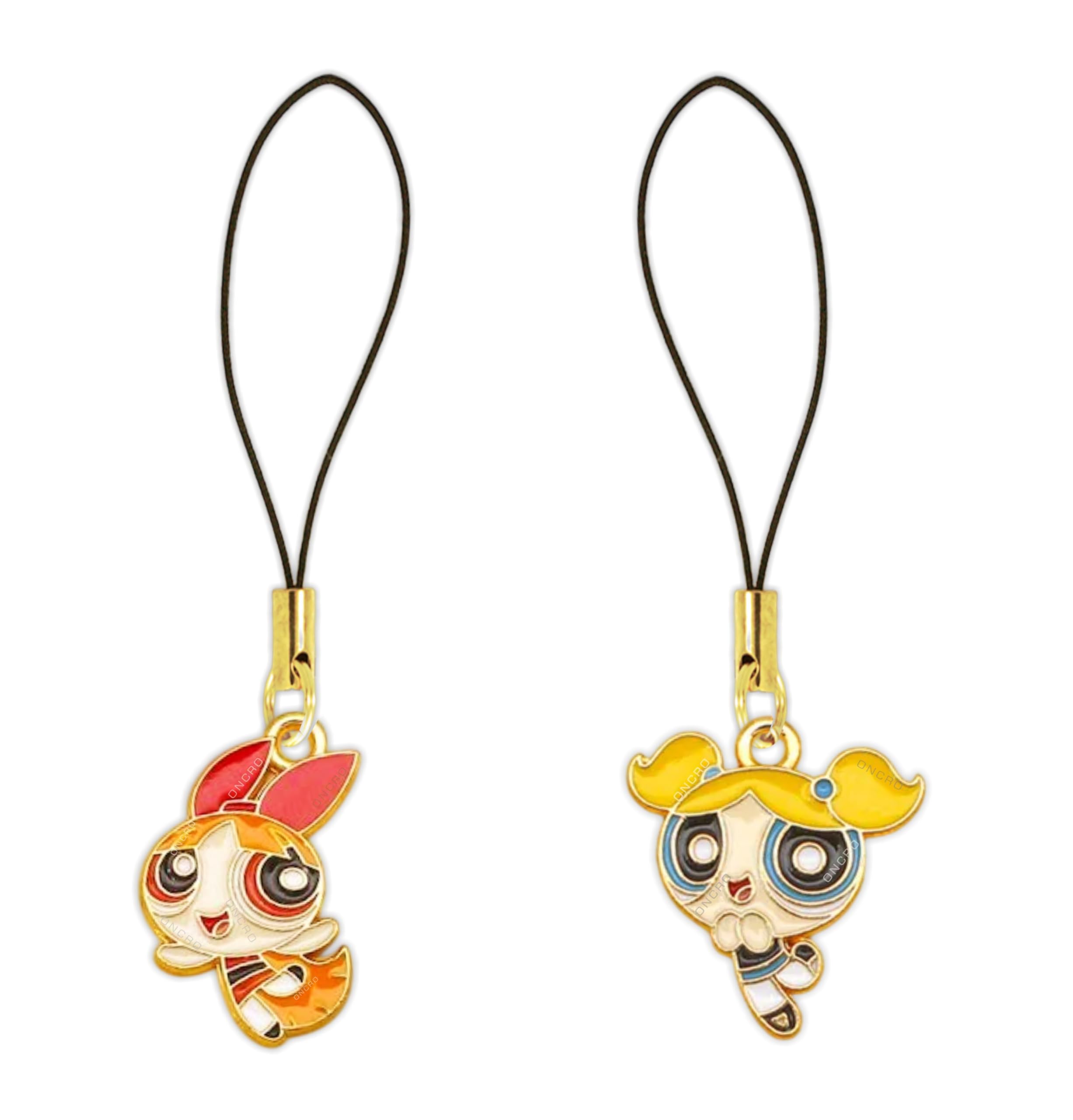 Pack of 2 Power puff Girls Blossom Bubble pendant phone charms aesthetic for girls women backpack hanging keychain key ring gold accessories necklace bracelet clasp thread Ornament decor Smart combo-image-46