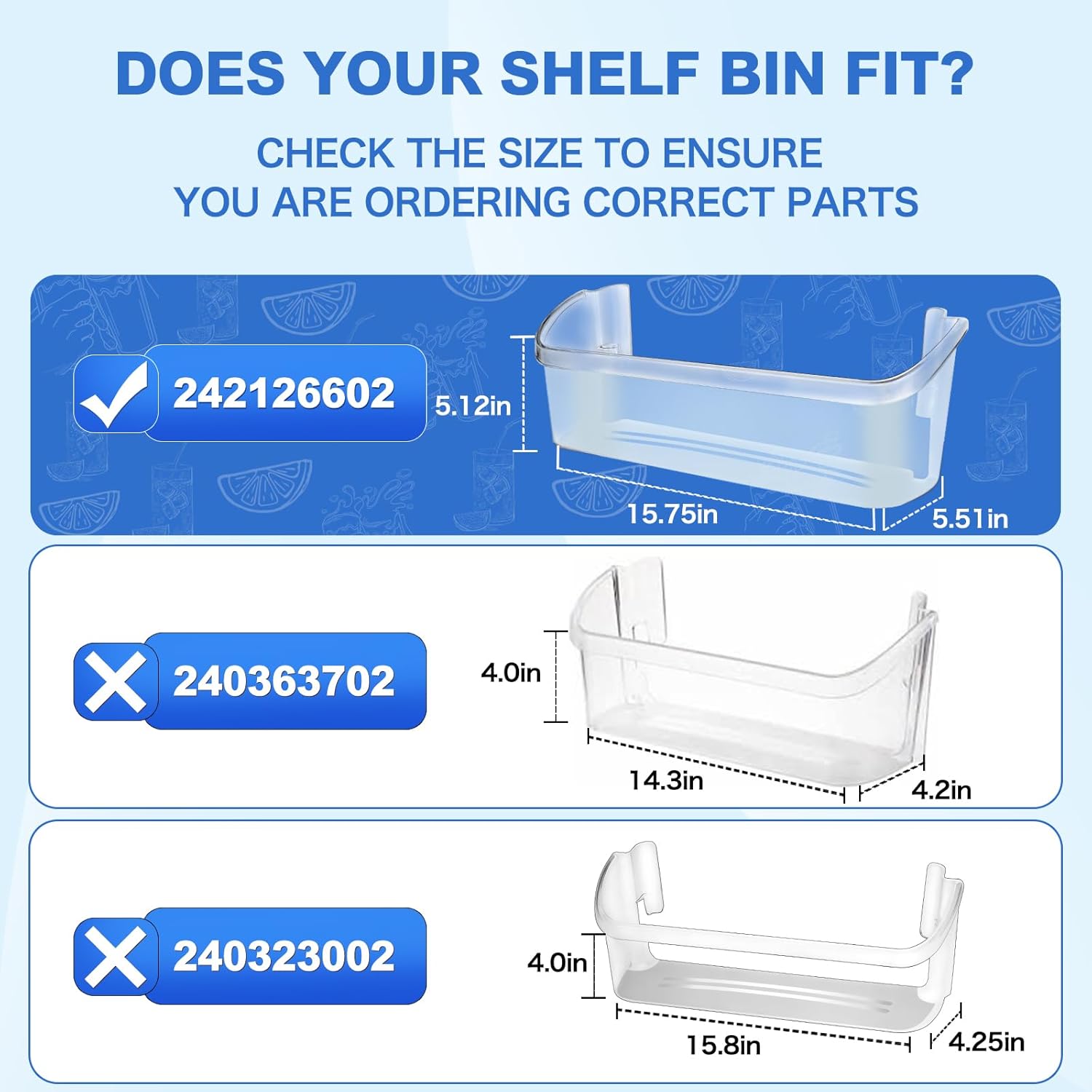 UPGRADED 242126602 Refrigerator Door Bin Replacement Part Compatible with Frigidaire FFSS2615TE3 FFSS2615TE0 LFSS2612TE0 FFSS2615TS2 LFSS2612TF0 FFSS2615TS0 Fridge Side Bottom Shelf 2 Pack