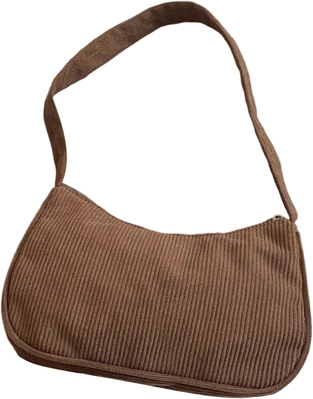 OYOANGLE Women's Corduroy Underarm Bag Textured Zipper Small Hobo Bag Retro Casual Shoulder Bags
