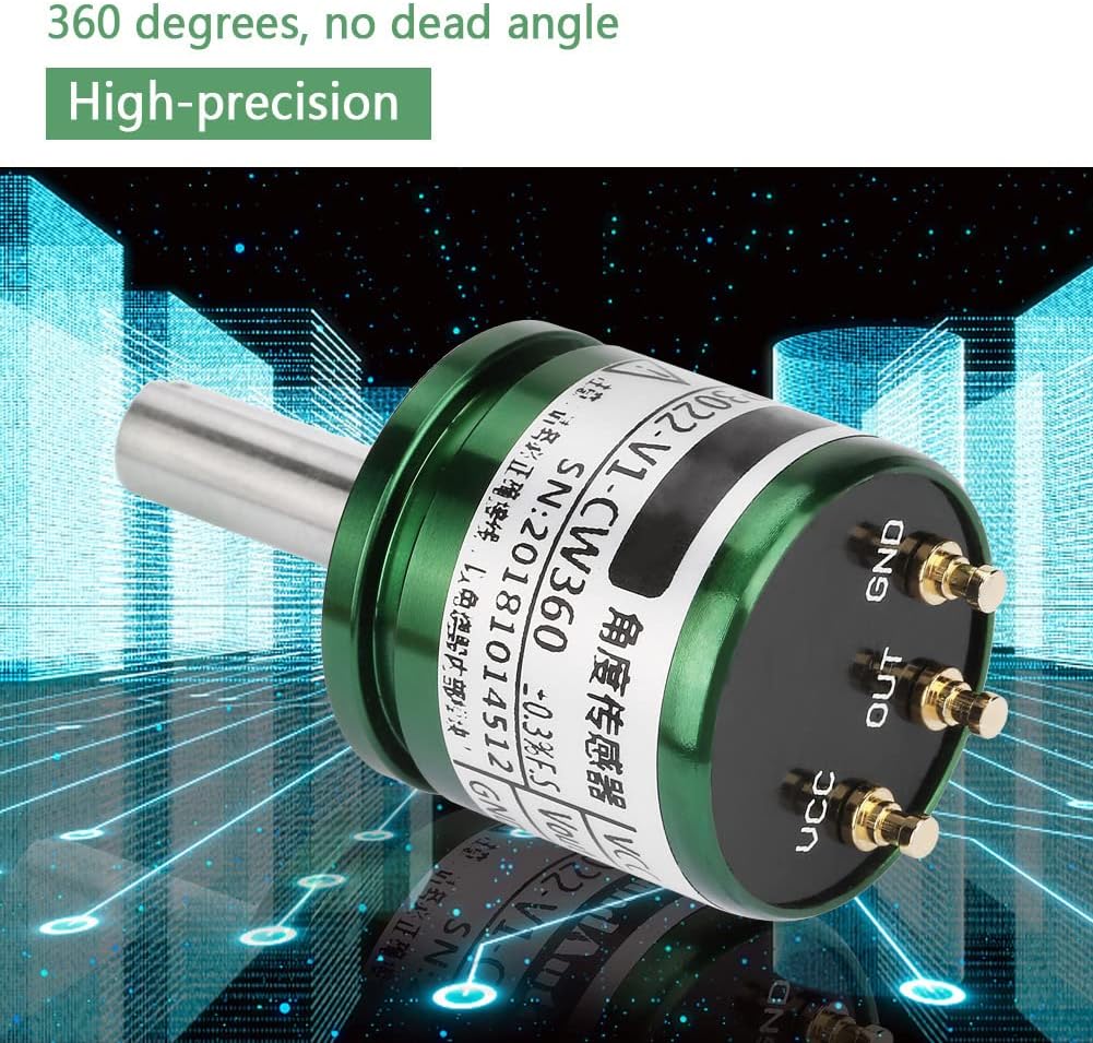 Hall Angle Sensor, 0.088°0-360 Degrees Rotatable Hall Angle Sensor 0-5V Output Full Circle 12Bit DC 5V Supply Voltage DC 0-5V Output Voltage