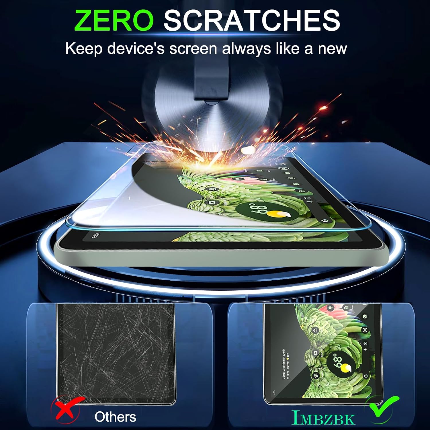 IMBZBK 3 Pack Screen Protector for Google Pixel Tablet 2023 Tempered Glass Protective Film, Ultra HD, Anti-Scratch, Case Friendly, Screen Cover for Pixel Tablet, Suitable with Face ID & Pencil