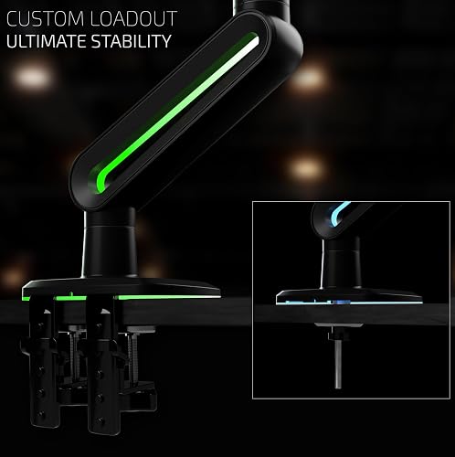 Invision VORTEX Bras Moniteur Gaming pour Écrans 27 à 57 pouces | Courbes et Ultra-Larges | Alimentation USB 5 V | Éclairage LED RGB Intégré à 14 Modes | Charge Maximale : 3 à 18 kg (VR200) - 7