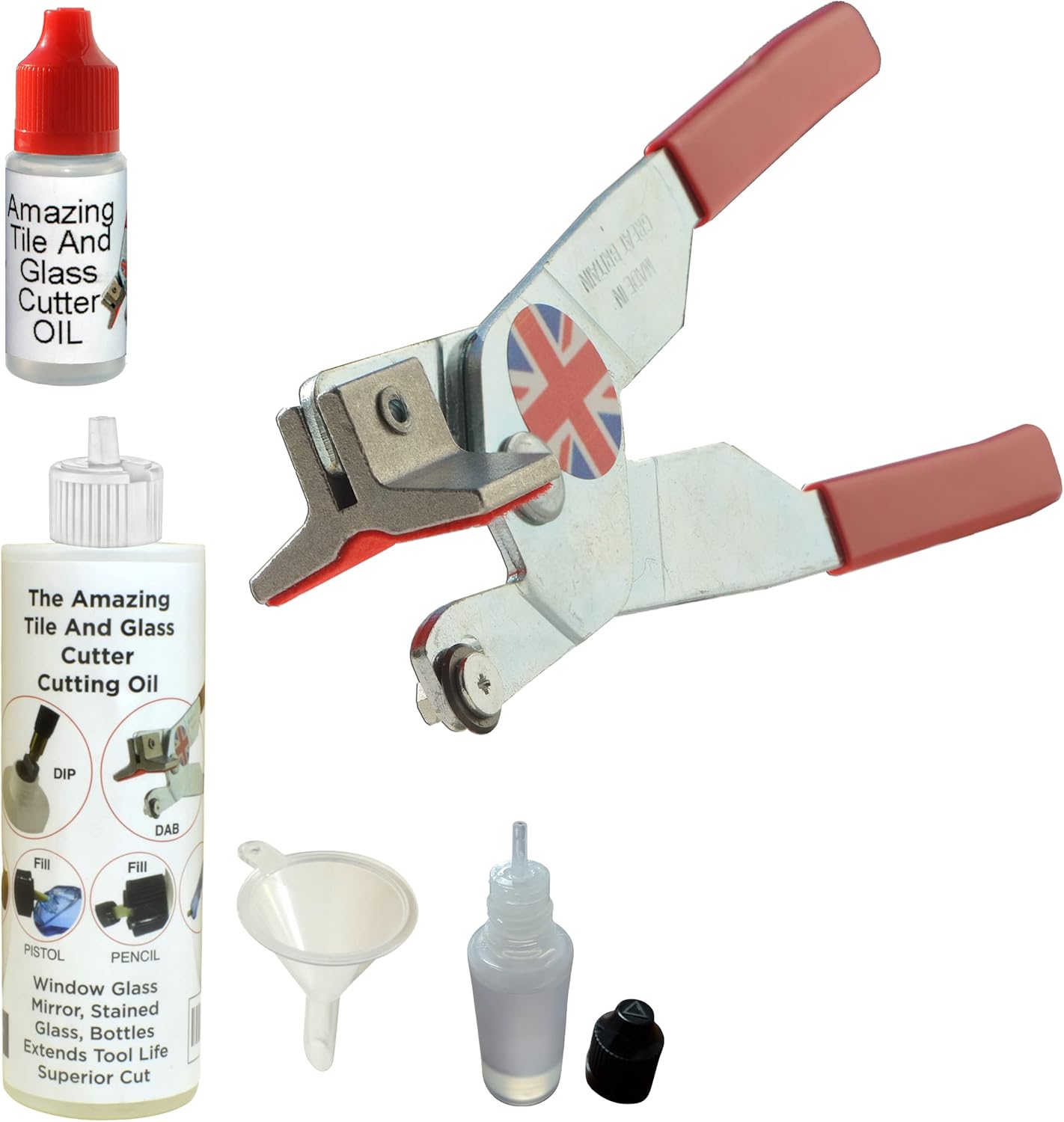 Glass Cutting Oil with Amazing Glass Cutter Suitable for All Glass Cutters Tools and Stained Glass Supplies Easy Pour Nozzle Fill Pencil Pistol Type Glass Cutting Tools Funnel Fill and Small Dropper