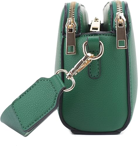 Miniatura 3 de EVVE Bolsos cruzados para mujer, bolso cruzado pequeño de moda con triple cremallera para cámara con correa ancha para guitarra