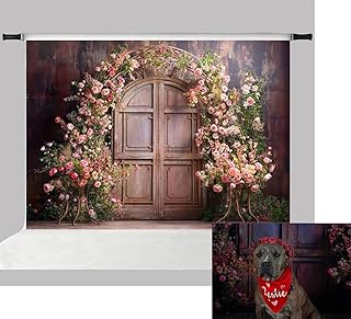 Kate 10×6.5ft Spring Pink Flowers Arch Door Photo Backdrops for Photography Vitage Rustic Wall Pink Rose Valentine Day Photographic Background Photocall Props