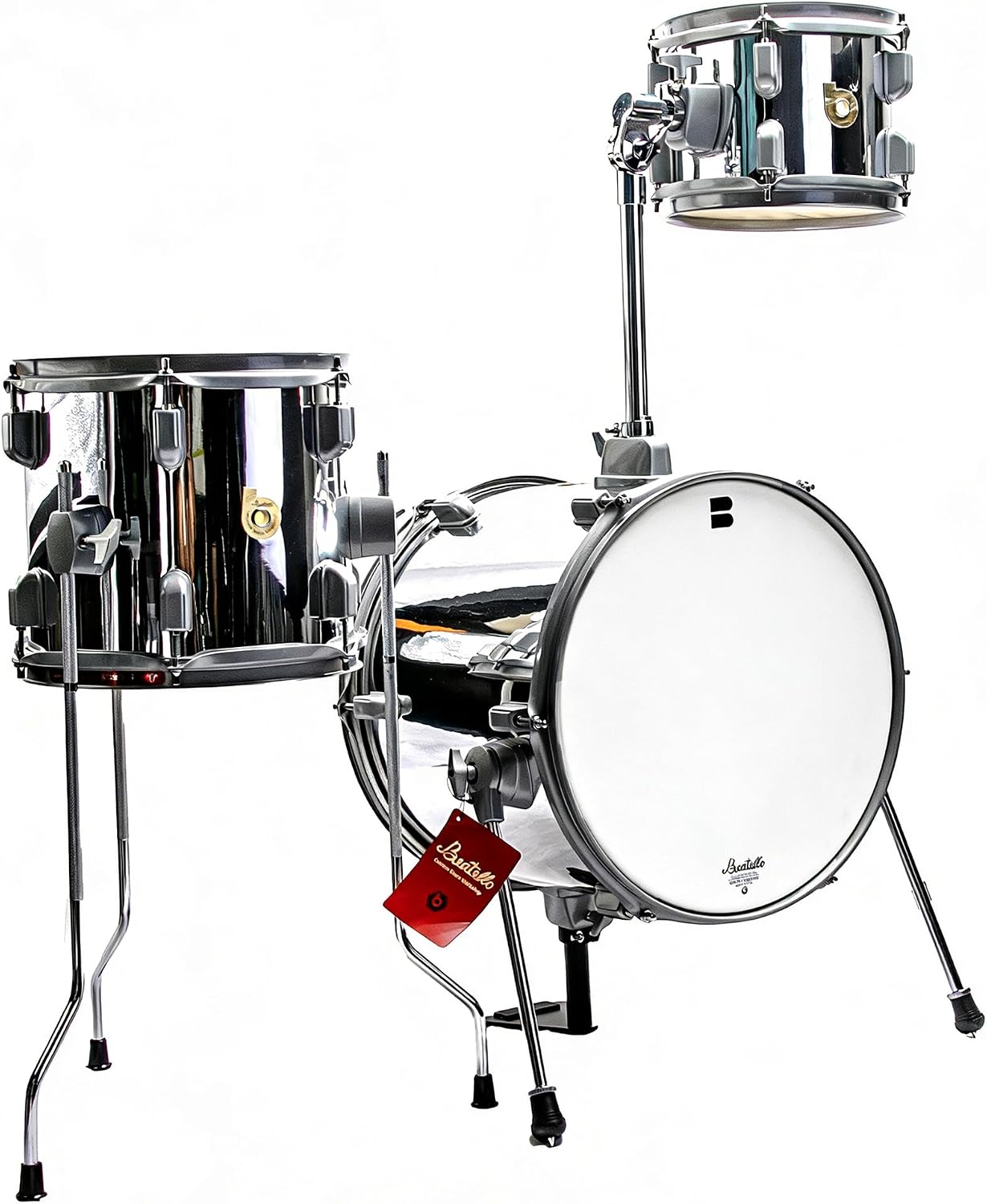 Club-314 Jungle Portable 3-Piece Drum Kit, 14" Bass Drum with Riser, 8" & 10" Toms, Medium Weight Batter Heads, Hardware Included, Compact Set for Gigging Drummers & Practice (Urban Silver)