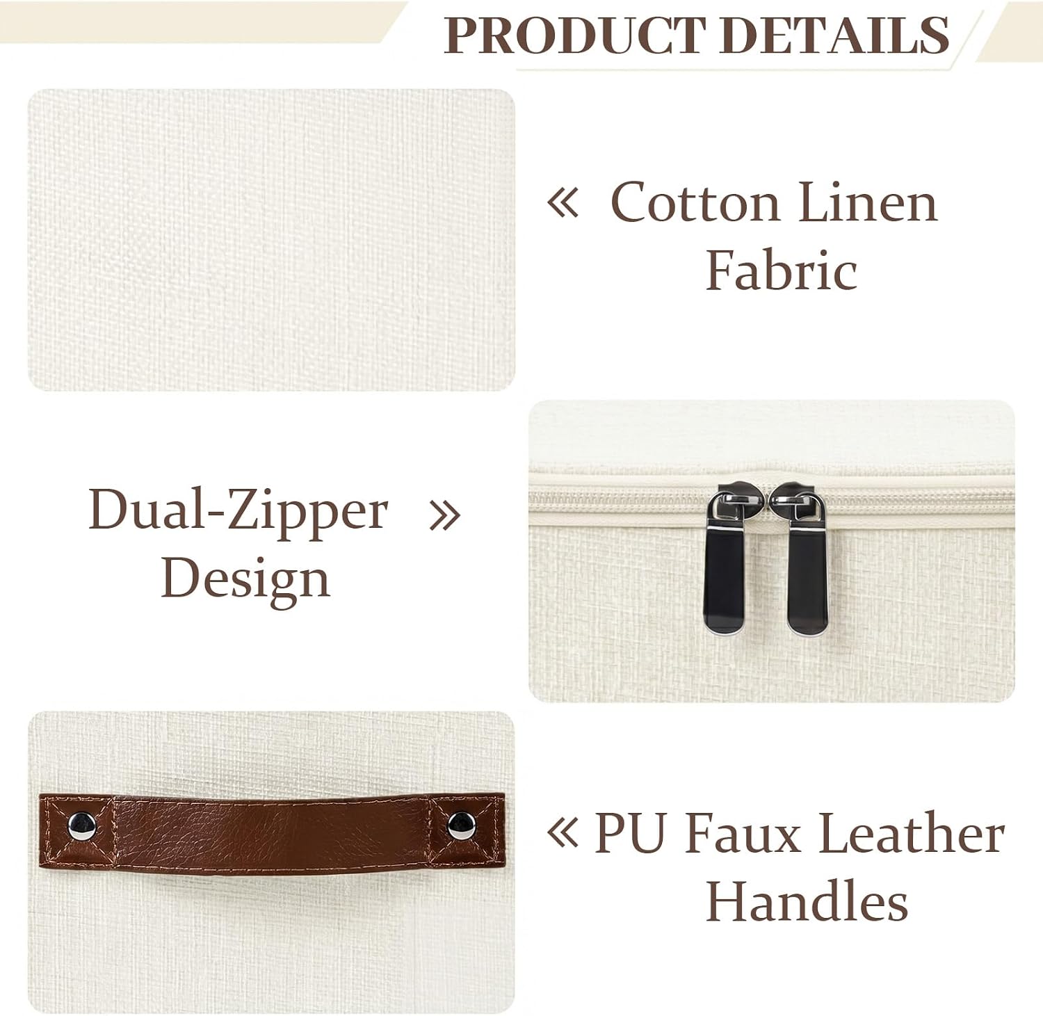 Lucky Monet 1PCS Storage Bins with Zipper Lids 10"x8"x7" Foldable Lidded Fabric Storage Boxes Baskets Cotton Linen Closet Shelf Clothes Organizer Container with Handles & Label Pocket (Beige, Small)