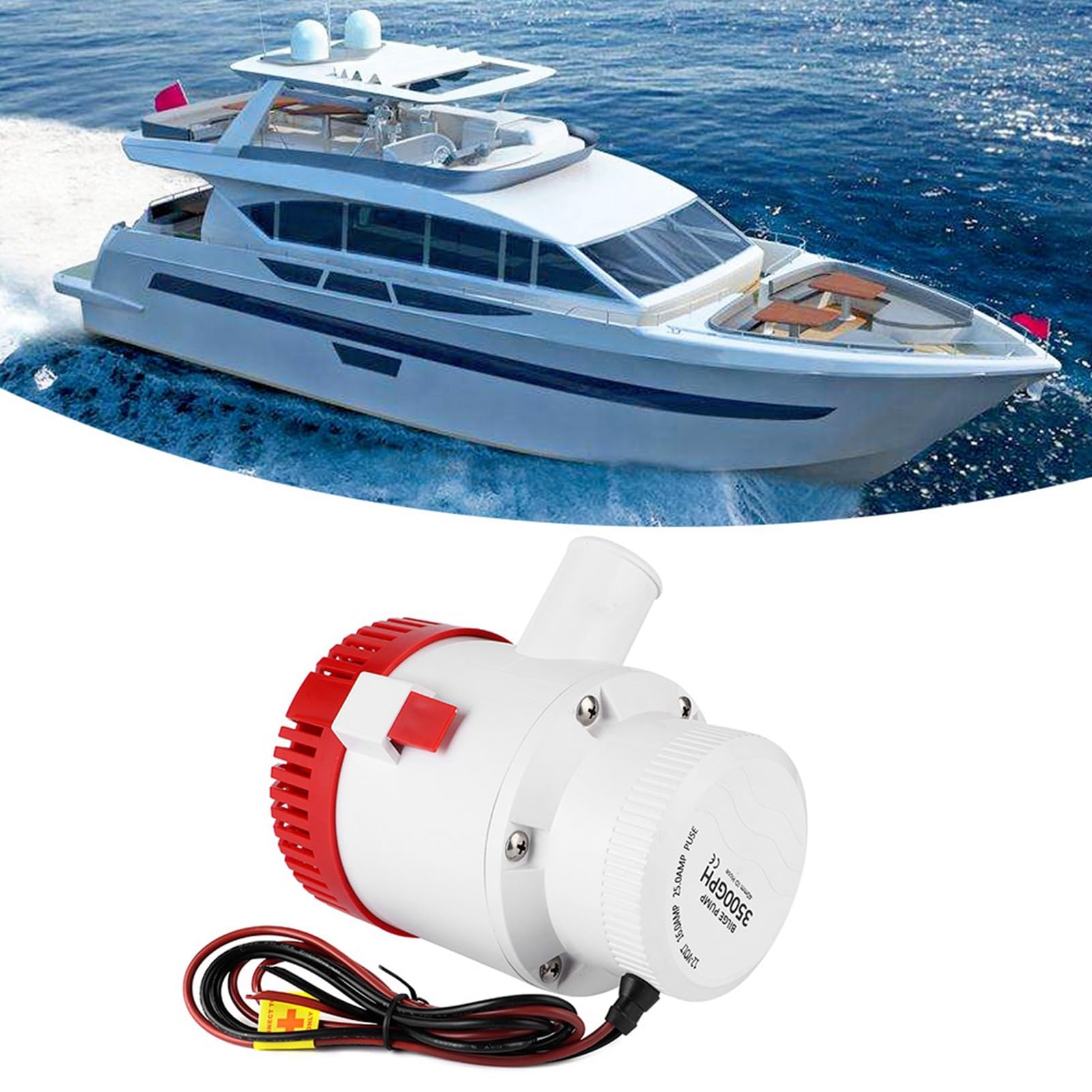 Bomba De Achique Marina Sumergible 3500GPH 12V G3500‑01 Para Barcos Y Yates Accesorio Profesional Con Eje De Acero Inoxidable Y Protección Contra Corrosión Diseño Duradero Y Eficiente