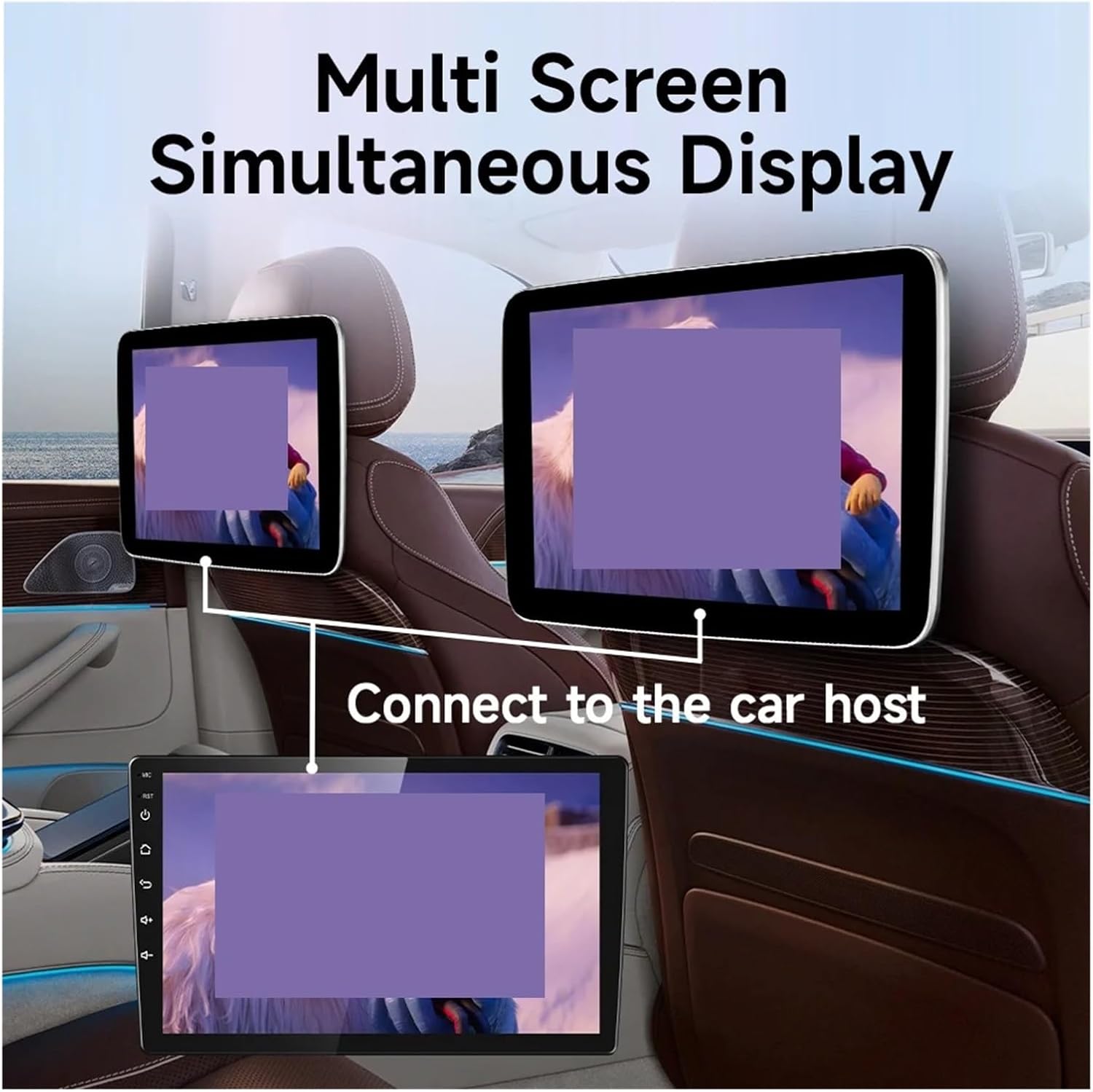 10.1 Inch Headrest Monitor Display IPS 2G+32G with USB/HDMI/AV Touch Screen for Car Rear Seat Player Online Video Easy Setup for Trips，2G32G 2P