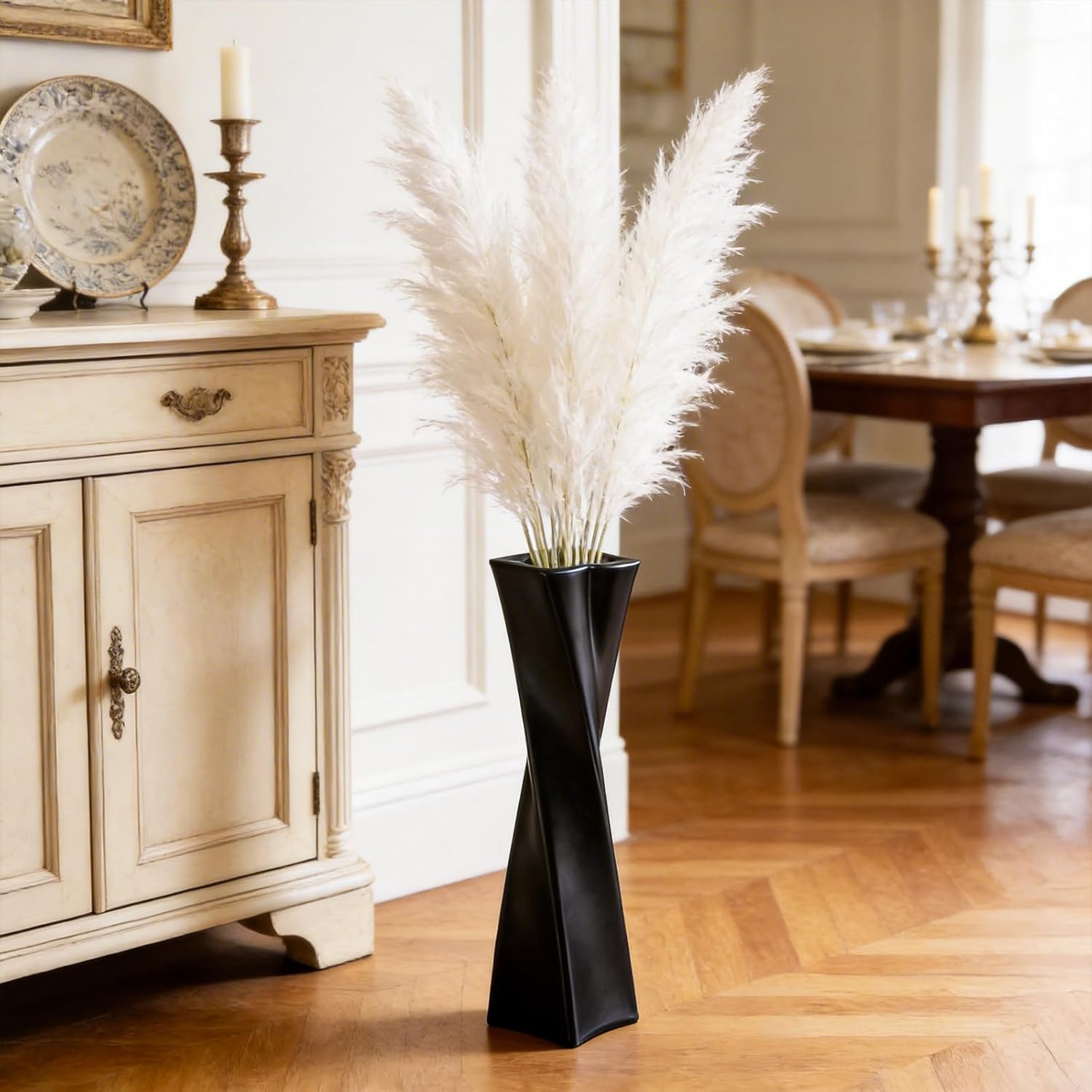 Black Tall Floor Vase 27.5in Resin Black Heart Shaped Vases Perfect for Dry or Faux Flowers Entryway Large Decorative Standing Vase for Living Room Home Corner Indoor Office