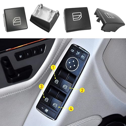 Miniatura 4 de Jaronx para cubiertas de botones del interruptor de ventana de Mercedes Benz, botones de interruptor de control de ventana eléctrica para Mercedes