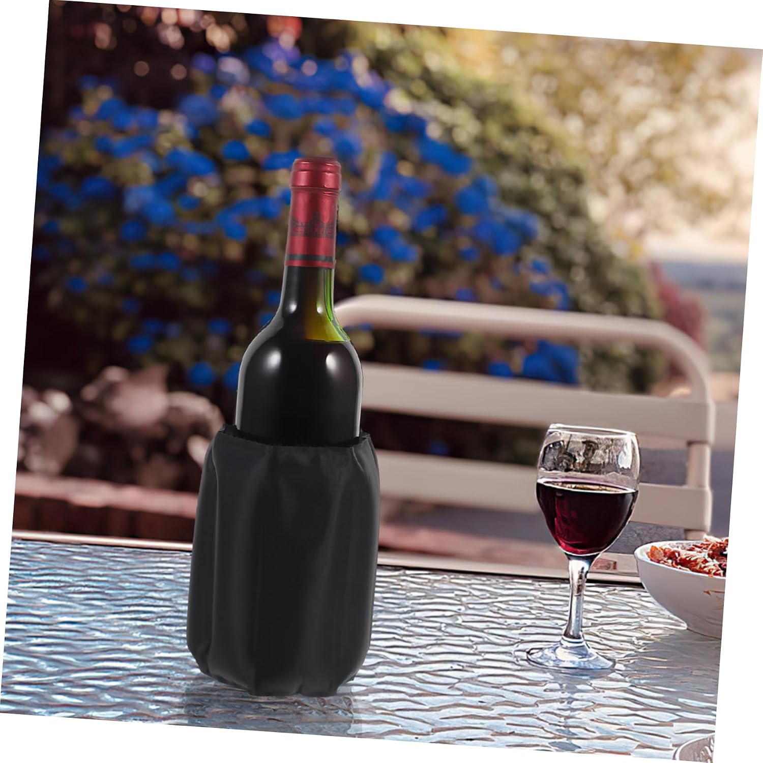 PRETYZOOM Reusable Gel Ice Pack Wine Cooler Sleeve Portable Insulated Bottle Chiller Bag for Travel and Household Freezer Use Black