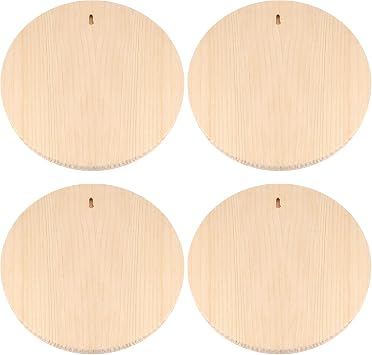 4 Pack 12 Inch Round Wood Plaque, 3/4 Inch Thick Unfinished Wooden Circle Plaque Wooden Base for Craft Projects, Painting, Woodcarving, DIY Sign