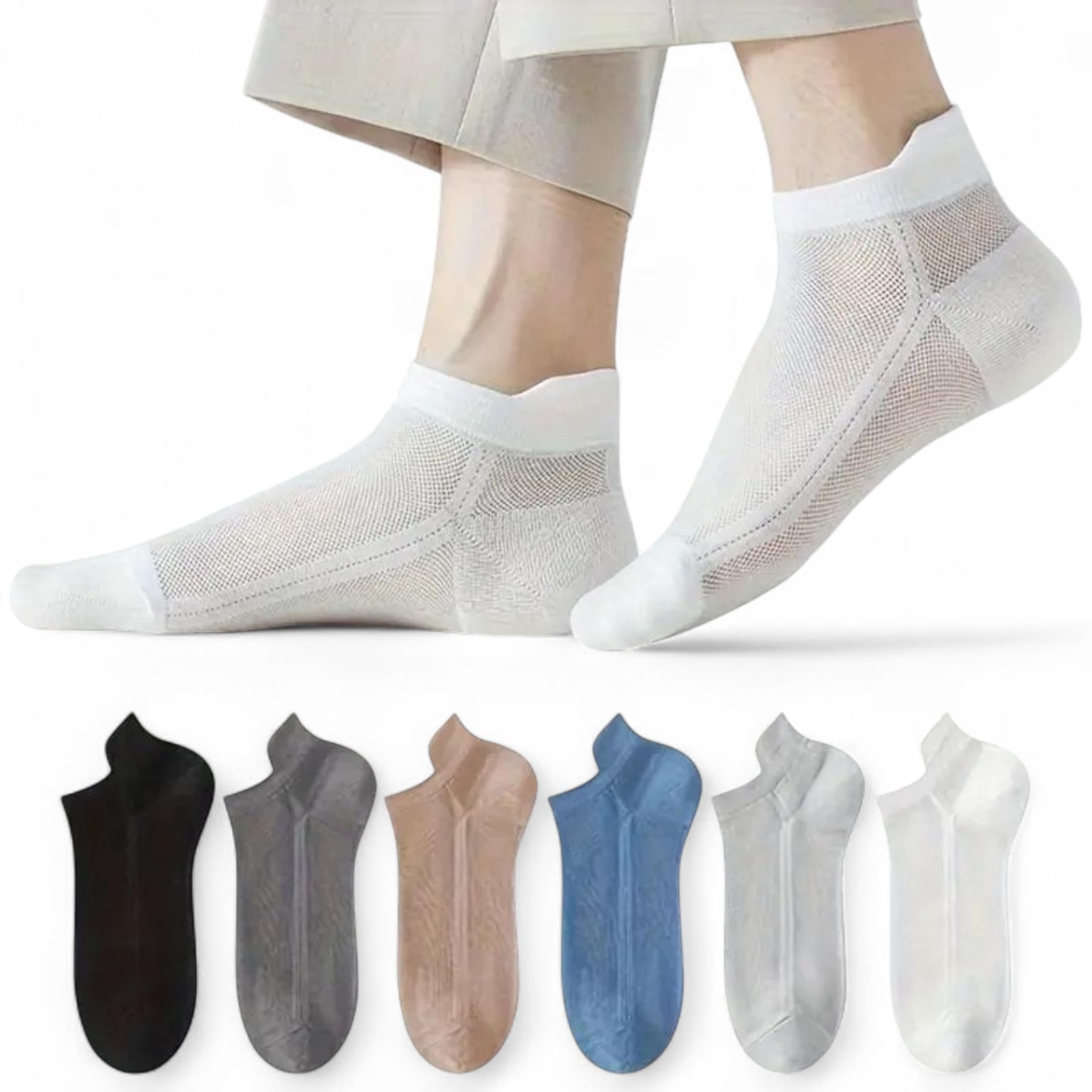 6 Pair Pure Cotton Premium No Show Ankle Socks, Pack of 6, Mesh Breathable Cotton, Assorted PastelFor Men and Women Stretchable Free Size Anti Odur Sweat Free