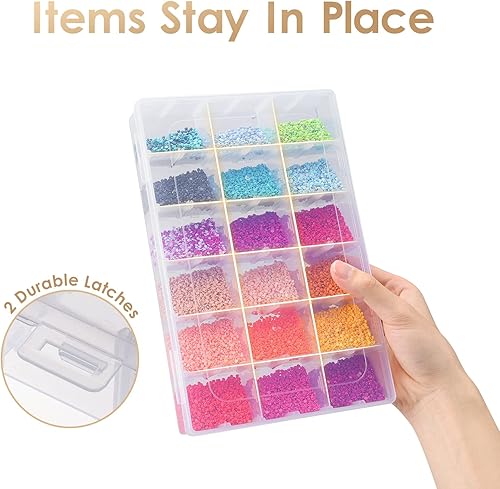 Miniatura 5 de QUEFE Paquete de 8 cajas de almacenamiento de plástico transparente de 36 rejillas, almacenamiento de manualidades con divisores ajustables para