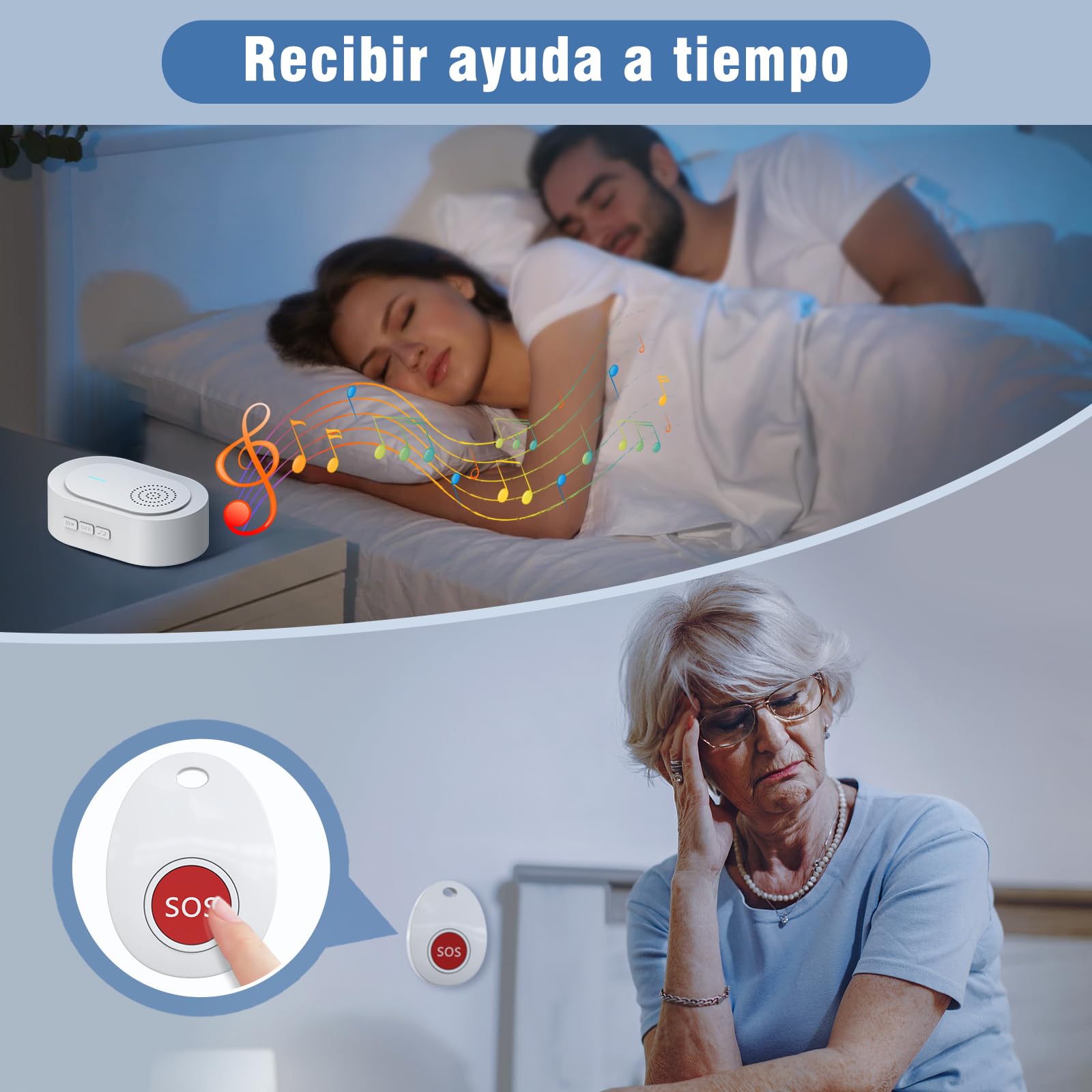 Botón de Llamada Emergencia Inalámbrica/Sistema de Alarma Hogar/Buscapersonas del Cuidador para el Paciente Personal de Edad/Receptor Cargable