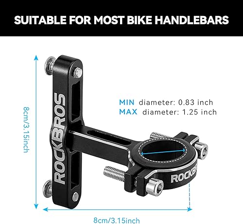 Miniatura 4 de ROCKBROS Adaptador de jaula de botella de bicicleta, manillar de bicicleta, soporte de botella de agua, soporte de botella de aluminio ajustable