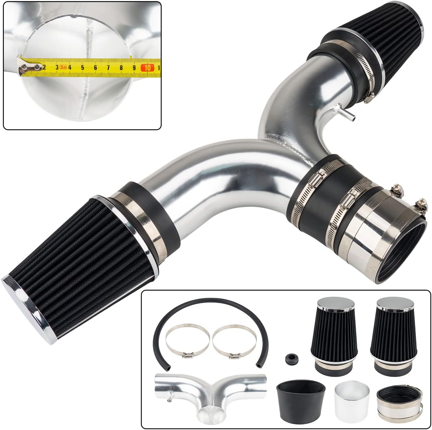 SIZZER Cold Air Intake Direct Fit 2003-2008 Ram 1500 DRSS-5120 w/Filter Air Intake System Increase Horse Power and Torque - Black