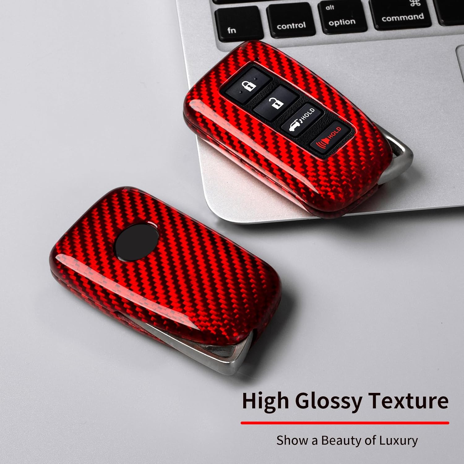 T-carbon Real Glass Fiber Key Fob Cover fit for Lexus,Key Fob Protector Fits for Lexus LX570 RX450 RX350 RC300 IS350 GS LC Remote Key Case,Red