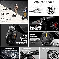 Vista 2 de Segway Ninebot E2 Plus II/E2 Pro/E3 Pro Electric Scooter, 15.5–20 MPH, Long Range, Dual Elastomer Suspension (E3 Pro only), Foldable Adult Scooter