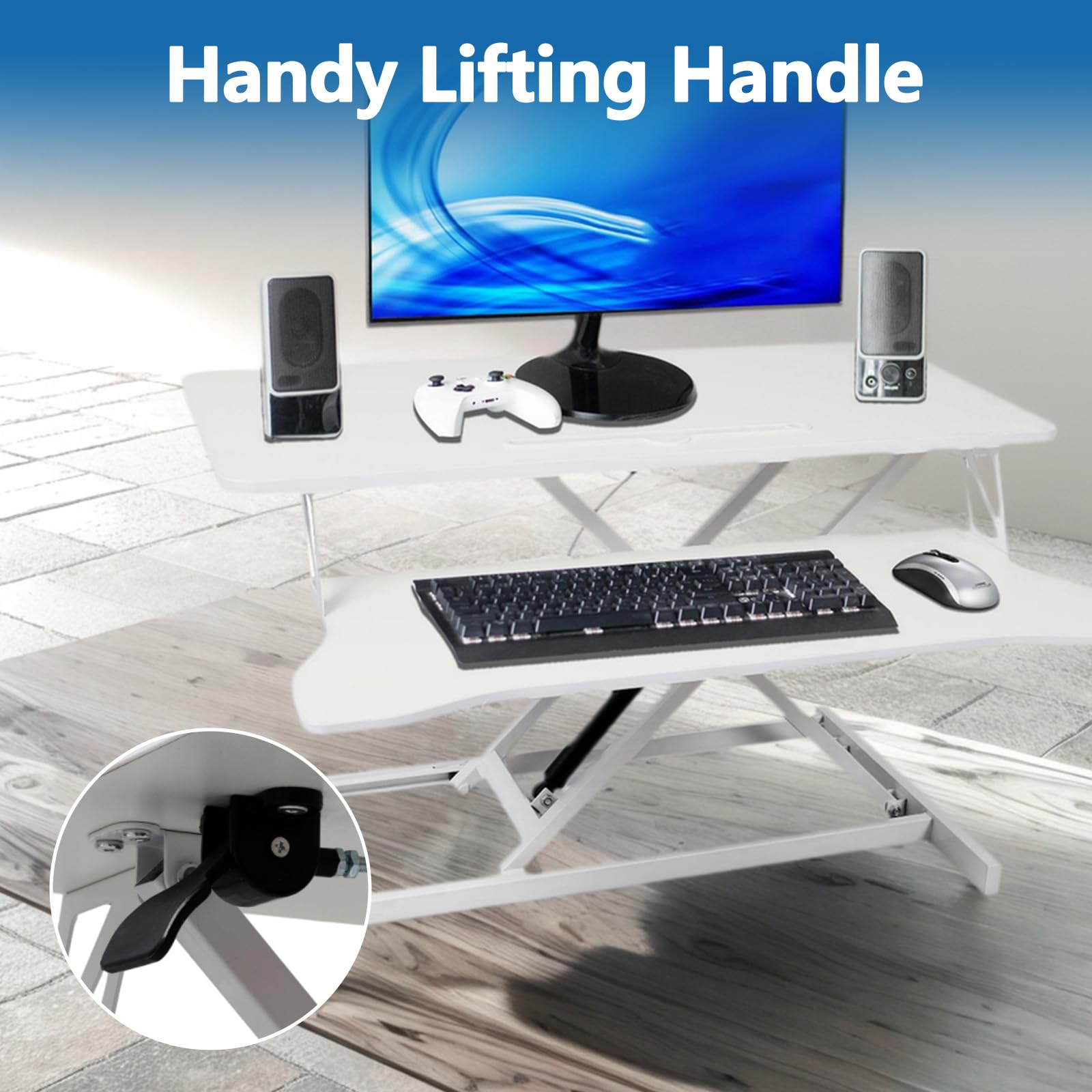 Standing Desk Converter 32 Wide Height Adjustable Sit Stand Up Desk Riser with Keyboard Tray Desktop Workstation Riser — view 5
