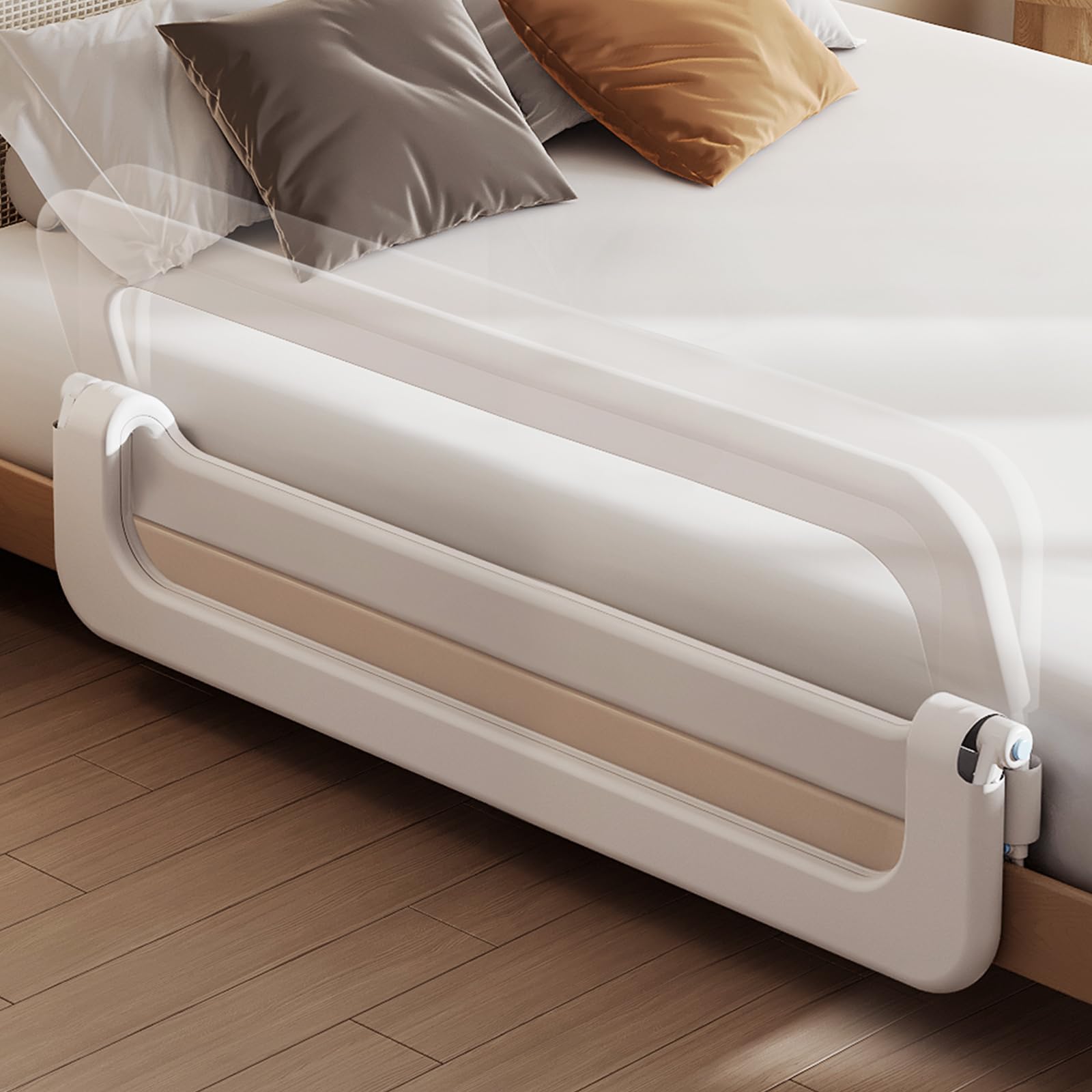 Barandilla protectora de cama de bebé para niños pequeños – Altura ajustable de 78.7 pulgadas, barandilla de cama abatible hacia abajo, protectores laterales de seguridad extra altos para niños –