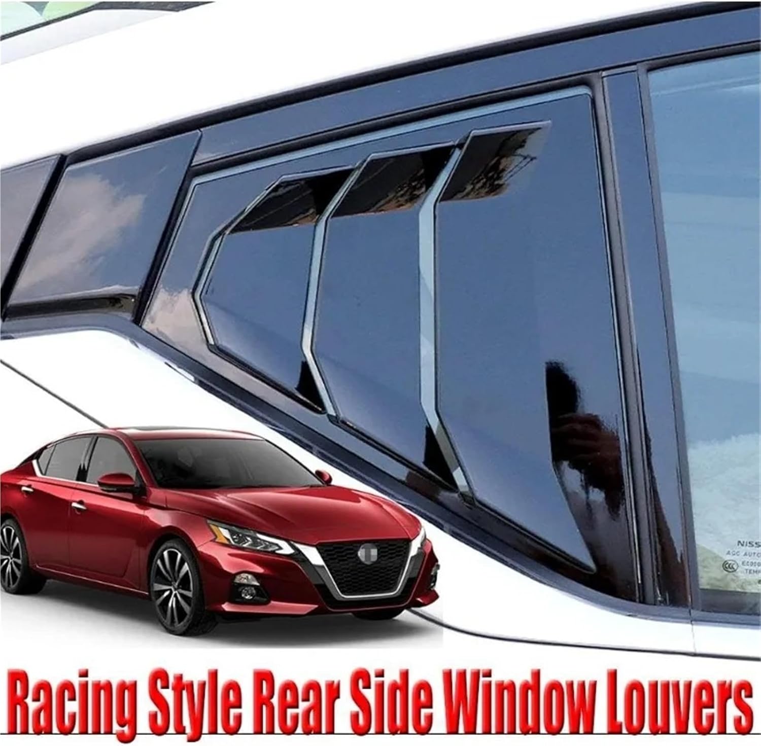 Racing Style ABS Rear Side Window Louvers Air Vent Scoop Shades Cover Blinds Compatible with Altima 2019-2024(Bright Black)
