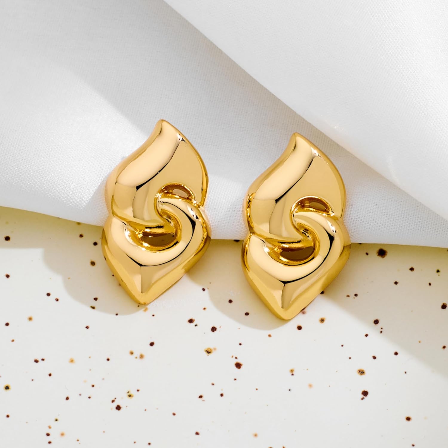 YUJIE Chunky Studs Earrings for Women Geometric Double Heart Earring Fashion Jewelry - Image 4