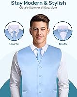 Vista 2 de S.H. Churchill & Co. Conjunto de chaleco de 4 piezas para hombre, con corbatín, corbata para el cuello y pañuelo de bolsillo