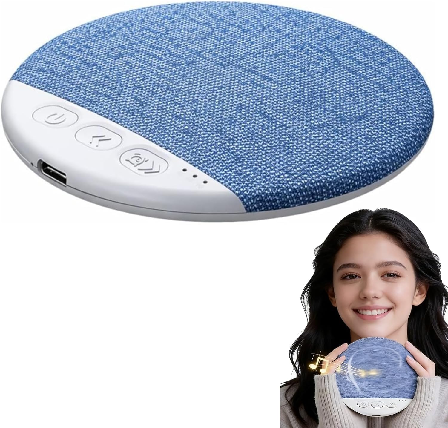 2026 New Bluetooth Sleep Pillow Speaker, Wireless White Noise Pillow Speaker with Timer, Ultra-Thin Stereo Bass Private Sleep Speaker for Adults Kids (Blue)