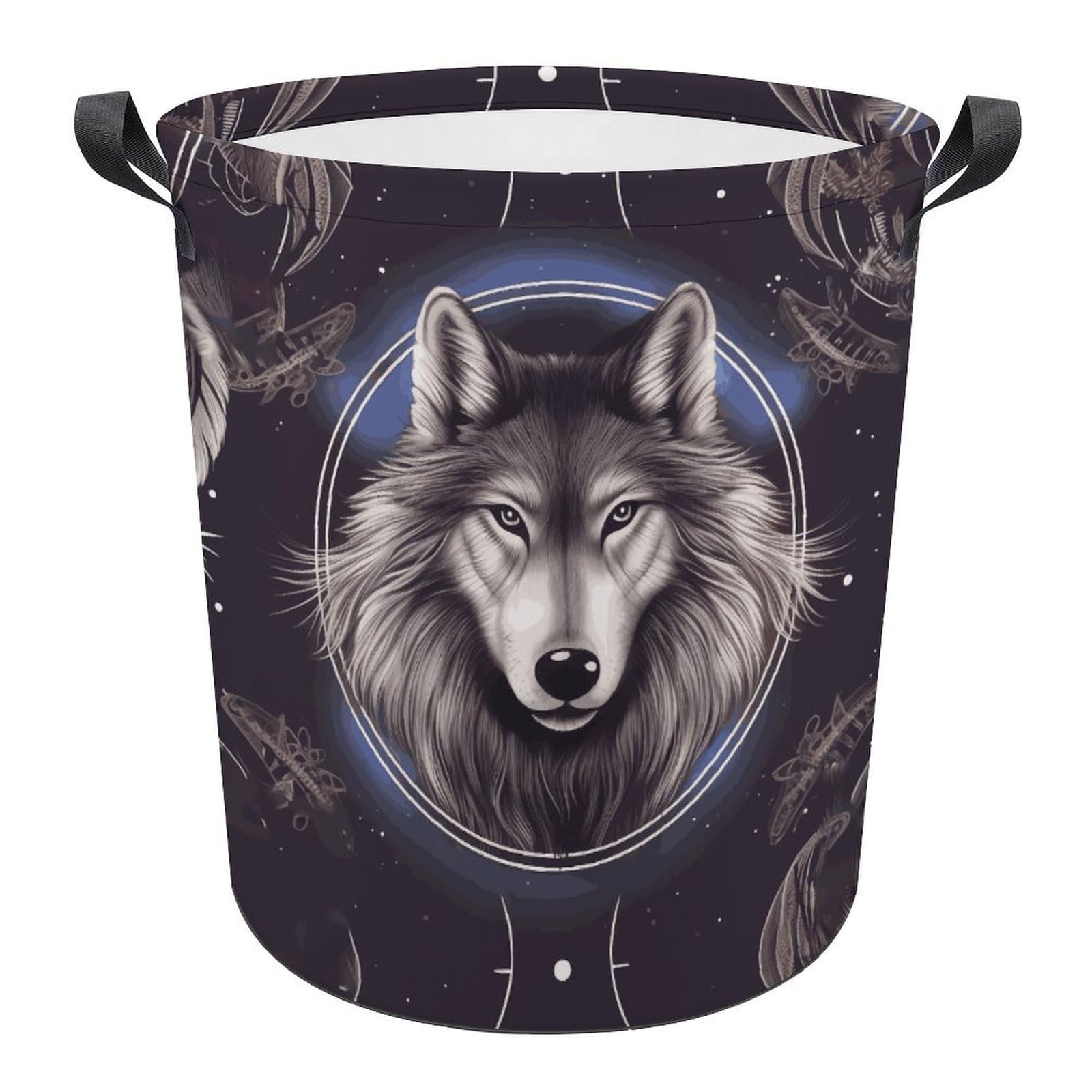 Panier à linge pliable étanche loups attrape-rêves pour ranger le salon et la salle de bain