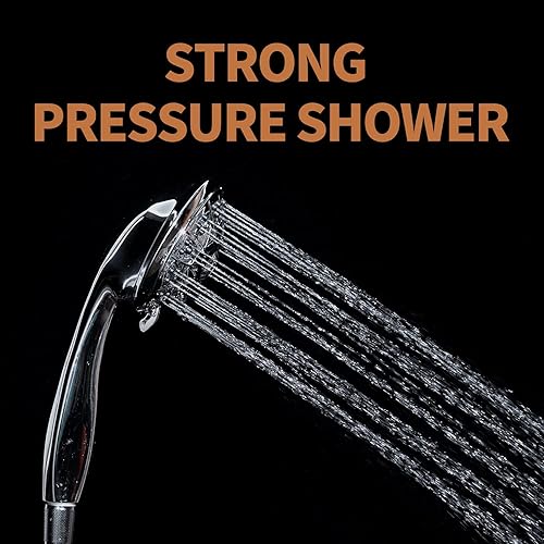 Miniatura 2 de Hongyu Cabezal de ducha de alta presión con cabezal de ducha de mano de 5 funciones con manguera de núcleo de latón de acero inoxidable de 59