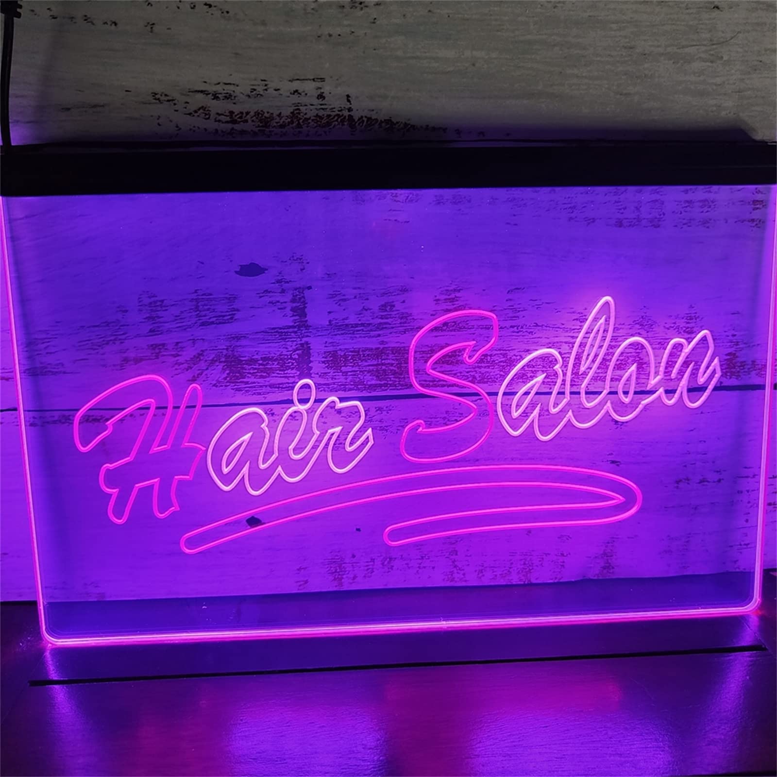 REWIS Insegna al Neon a LED per Parrucchiere, luci al Neon alimentate Tramite USB con dimmer, per insegne Luminose Aperte per barbieri e Centri estetici,Red Purple,30x20cm