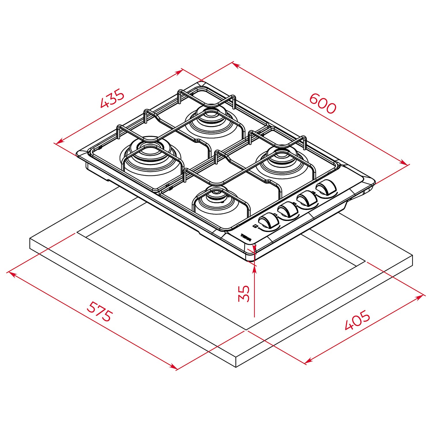 Image secondaire de Plaque de Cuisson Gaz Teka HLX 540 - 4 Brûleurs en Acier Inox