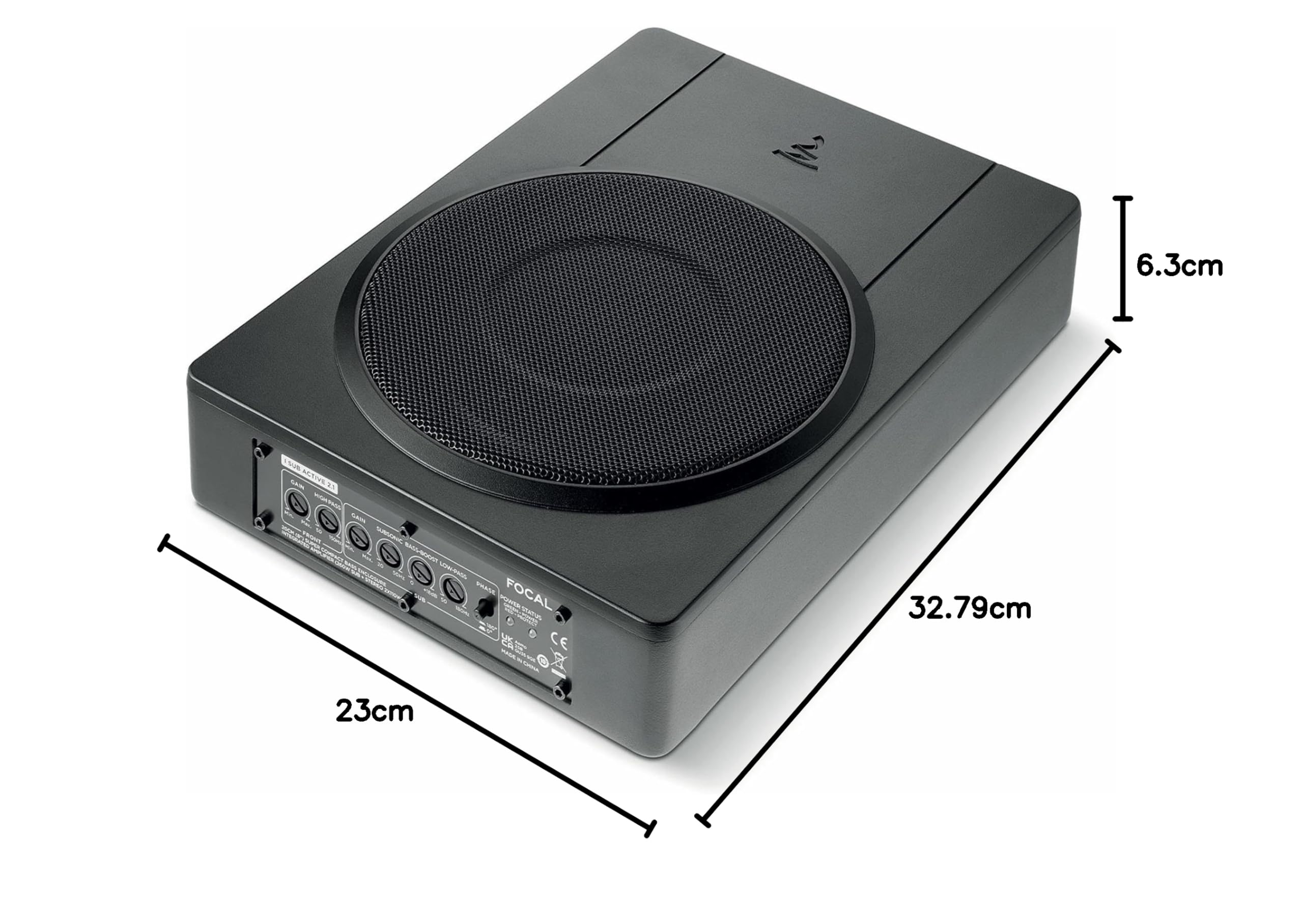 FOCAL ISUB ACTIVE 2.1 Subwoofer Amplificato da Sottosedile con Amplificatore 2 Canali Integrato