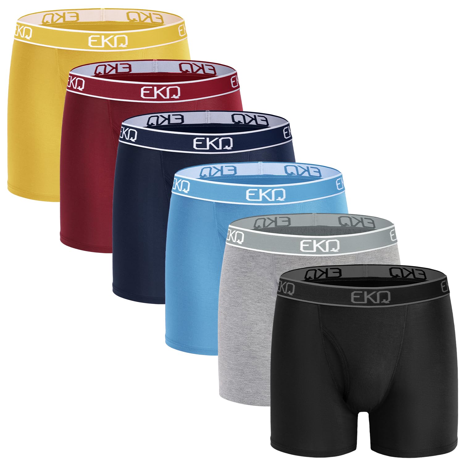 EKQ Mens Boxer Briefs Underwear 6 Pack Soft Bamboo Rayon Trunks ...