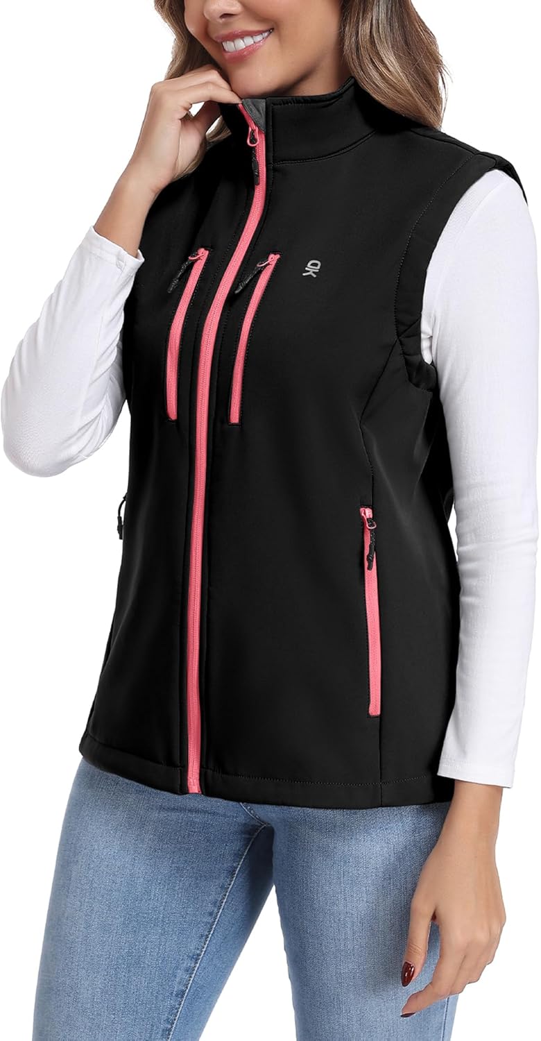 Little Donkey Andy Women's Lightweight Vest Fleece Softshell Vest Windproof Sleeveless Jacket Outerwear with 6 Zipper Pockets - Image 2