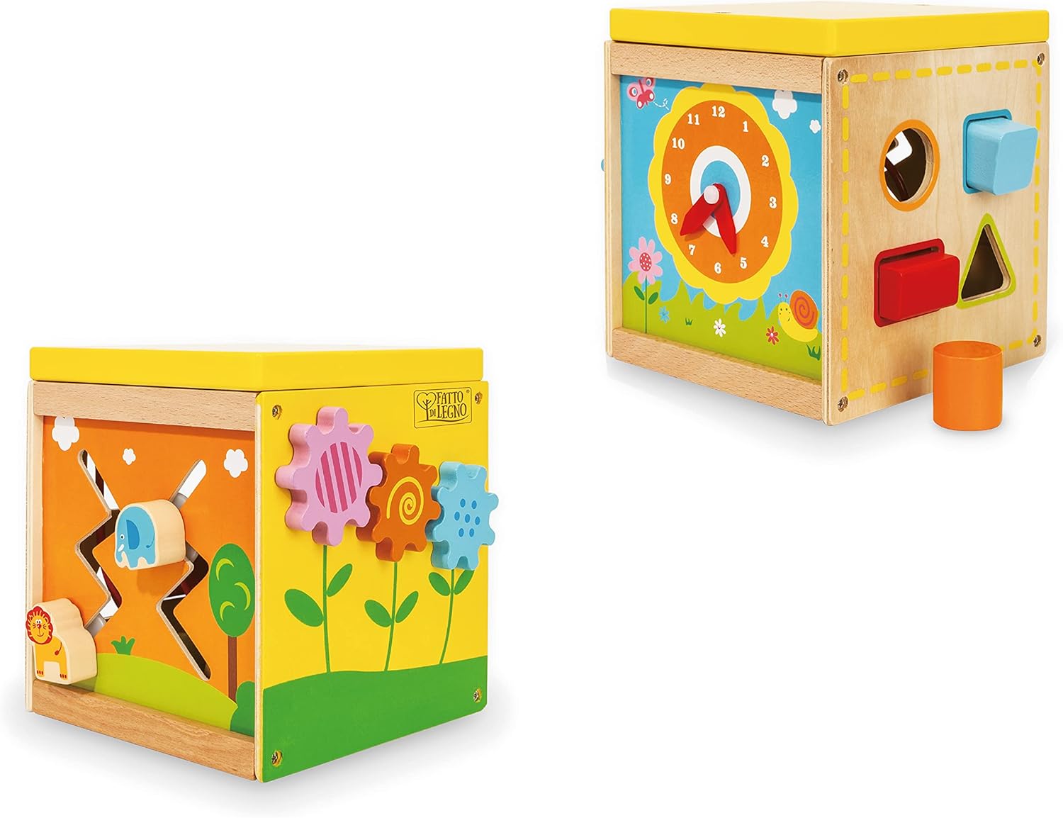Montessori 40588 Multi-Functional Wooden Cube with Labyrinth