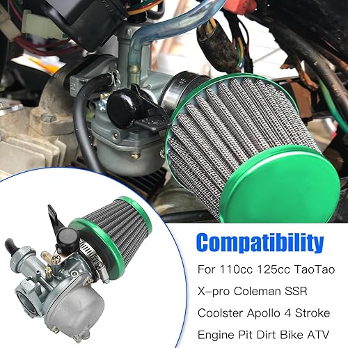 Vista 23 de YOXUFA Carburador PZ22 de 0.866 in para cable de acelerador de carbohidratos para 110cc 125cc ATV Pit Dirt Bike Coolster Mountopz SSR TaoTao DB14