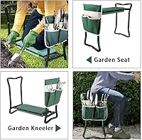 Vista 3 de Taburete plegable de jardín con bolsillo grande para herramientas y almohadilla de EVA suave para amantes de la jardinería