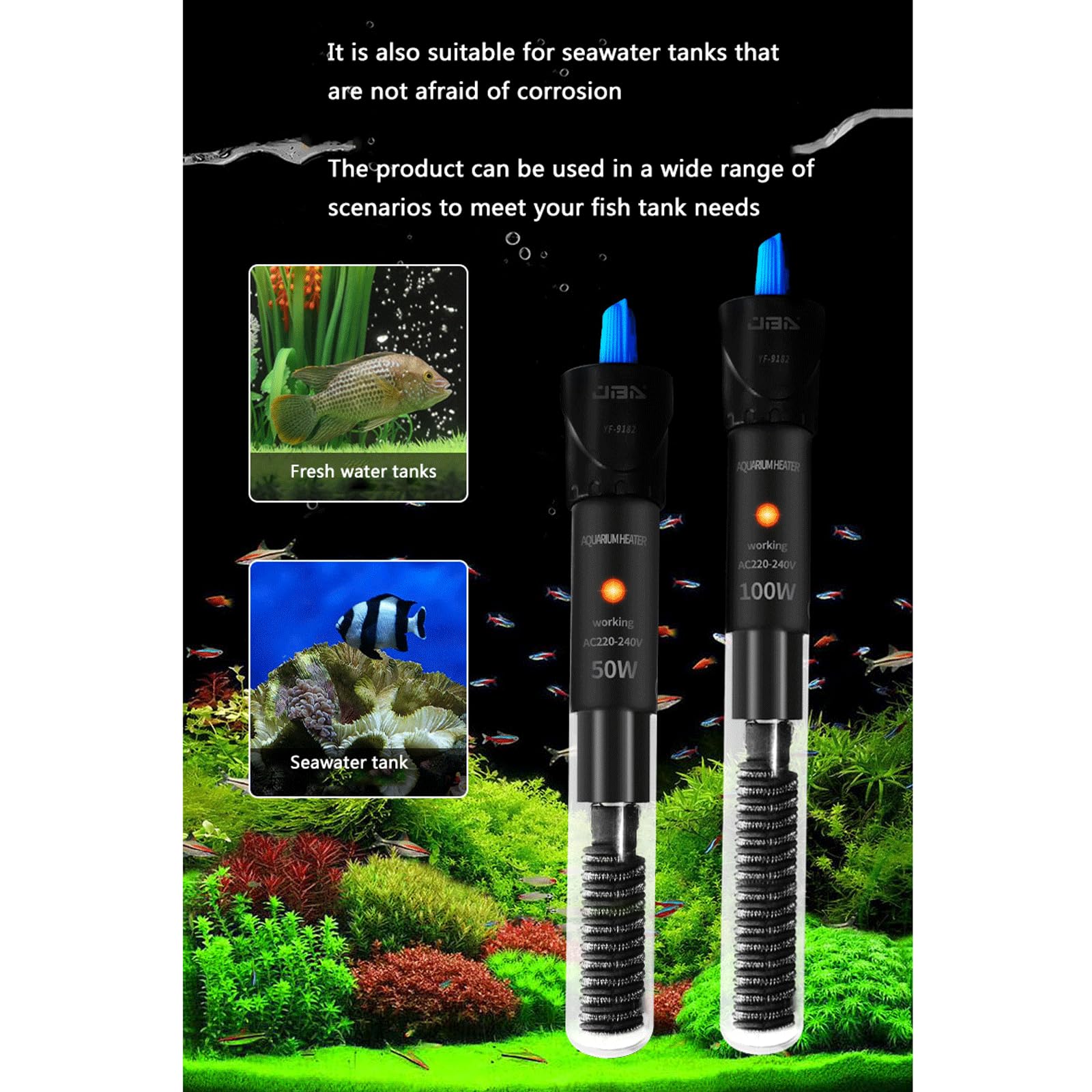 Asta riscaldante per Acquario per Acquario Riscaldatore Automatico a Prova di Esplosione a Temperatura costante, 200 W (200 W)