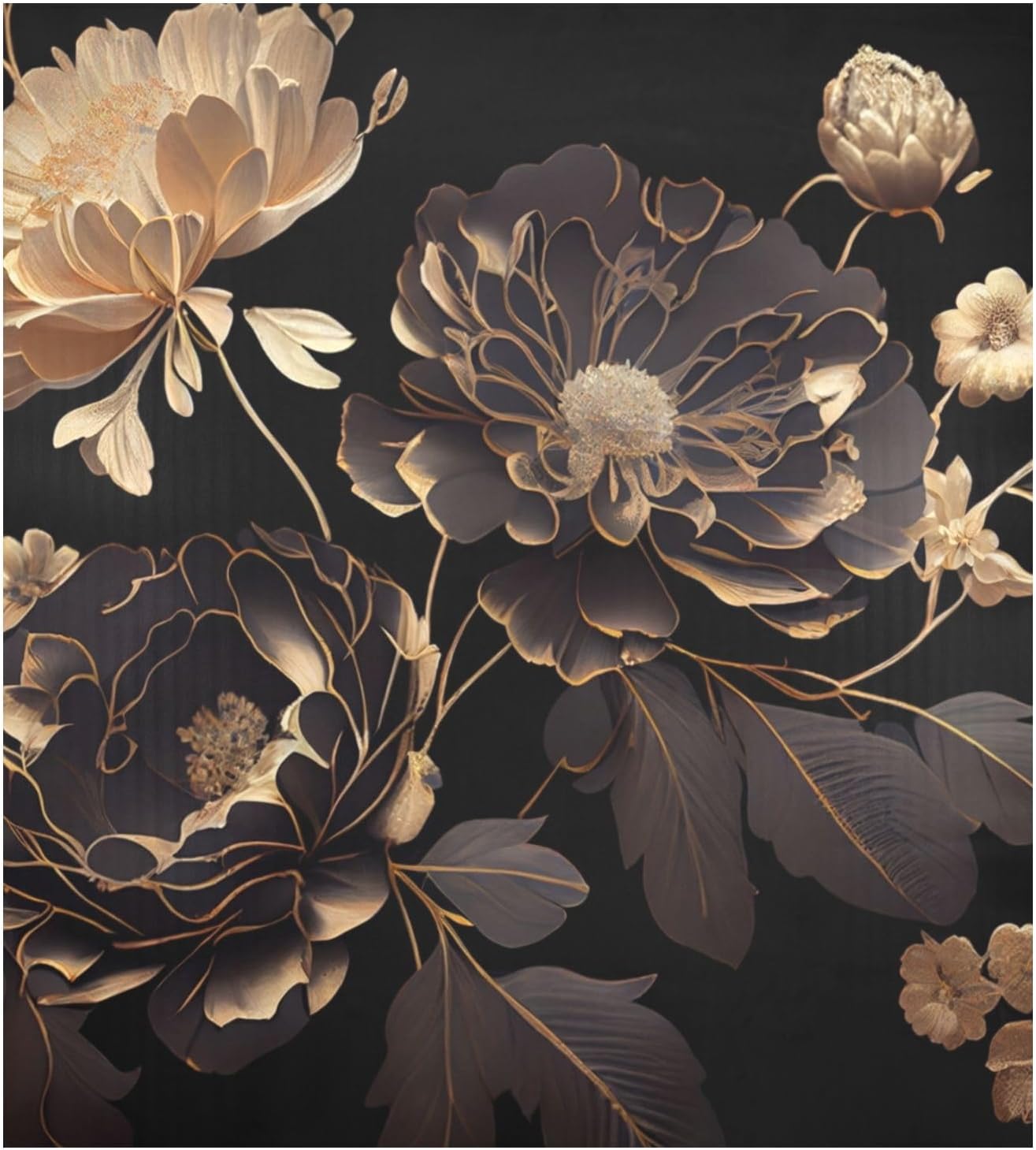 Bronze Flowers Dishwasher Magnet Cover, 23×26 INCH Dish Washer Cover Kitchen Decor, Dishwasher Sticker Refrigerator Magnetic Cover