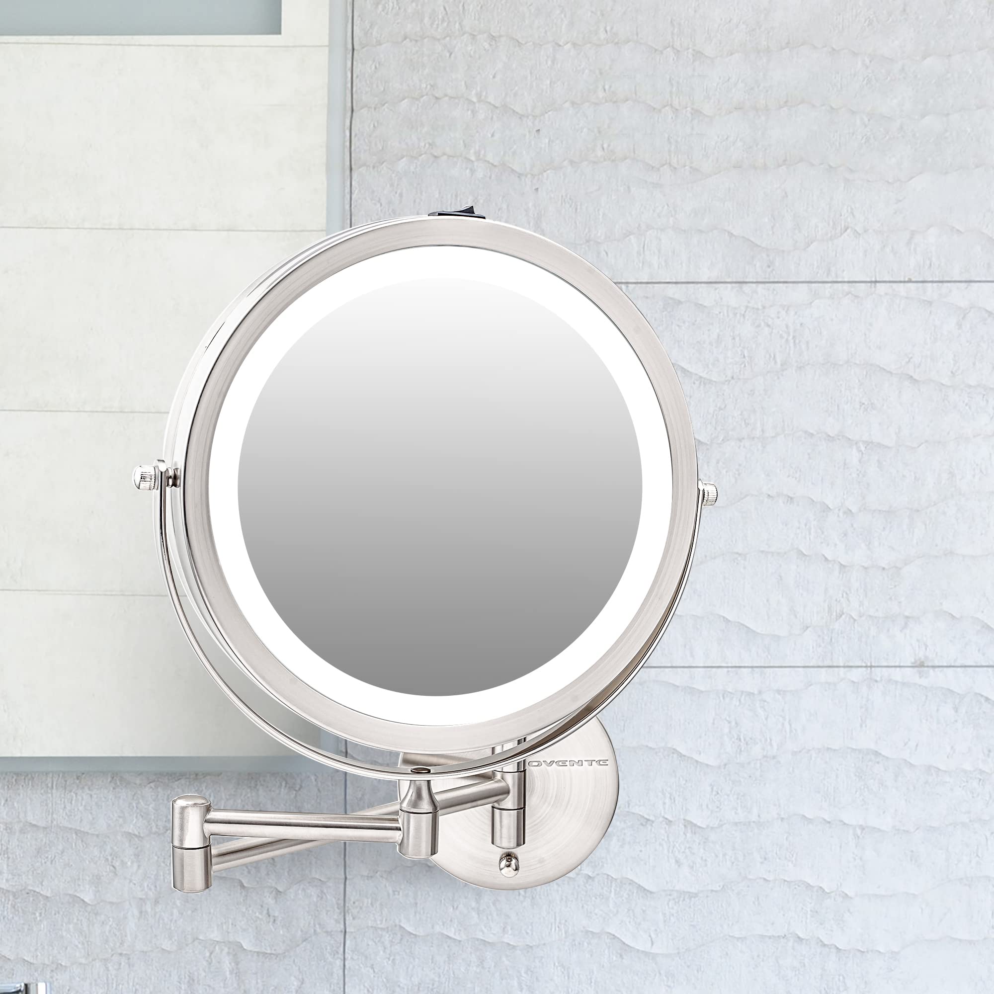 Buy Ovente 8.5" Lighted Wall Mount Makeup Mirror, 1X & 10X Magnifier