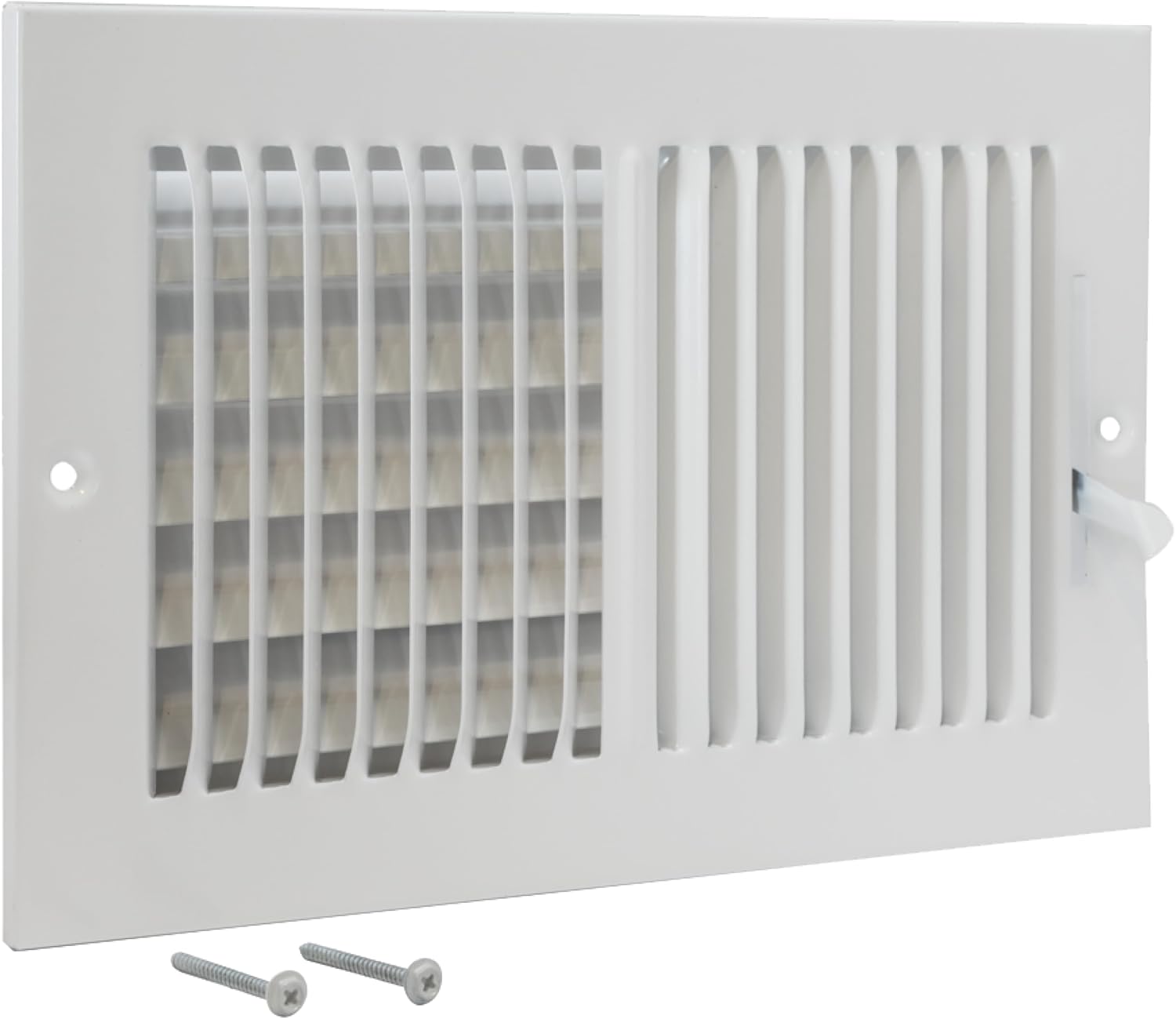 EZ-FLO 10x6 Inch White Steel Air Vent Register Cover for Wall or Ceiling - Adjustable Dampers, Durable HVAC Grille 61610