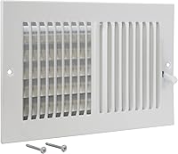 EZ-FLO 10x6 Inch White Steel Air Vent Register Cover for Wall or Ceiling - Adjustable Dampers, Durable HVAC Grille 61610