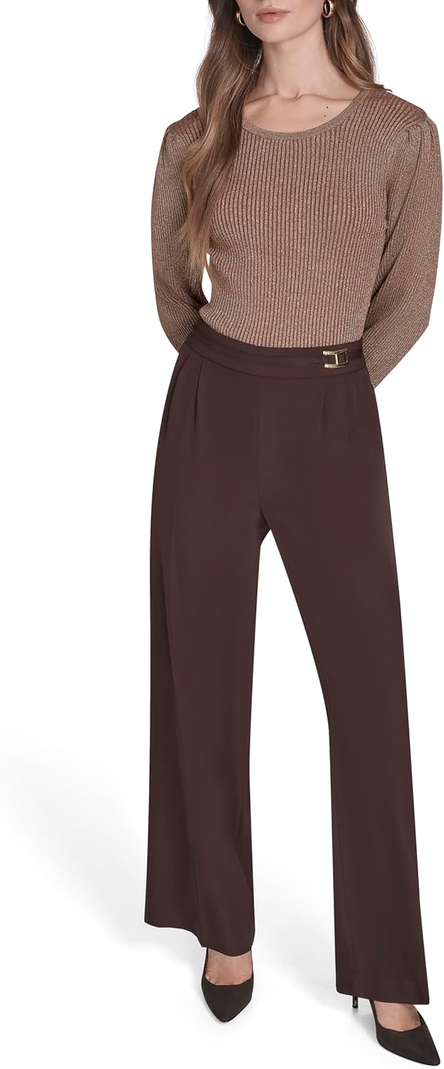 Halston Womens Long Hardware Detail Wide Leg Pant - Image 2