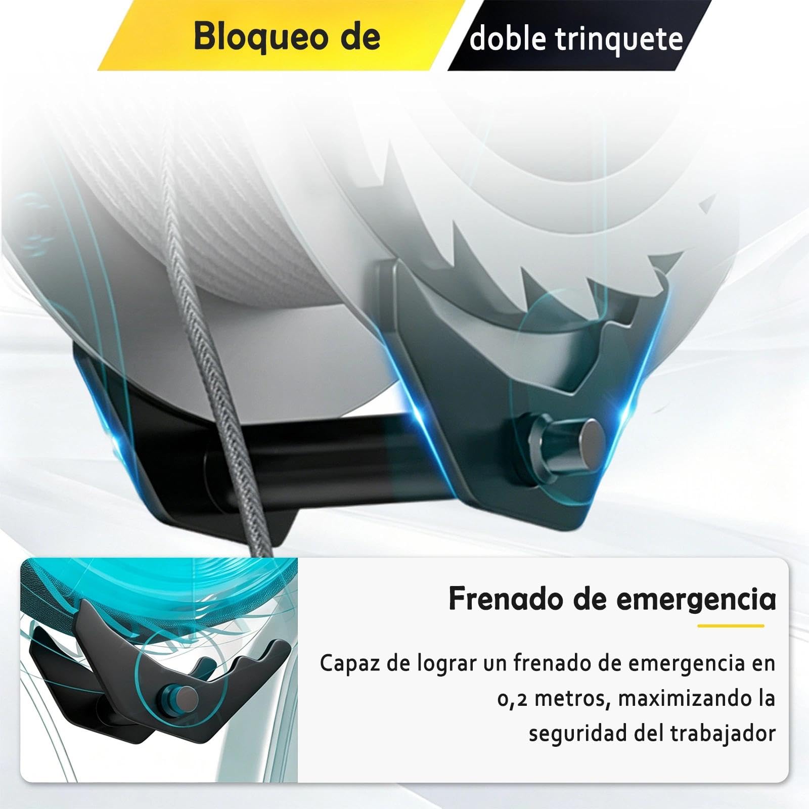 Dispositivo Anticaidas Retráctil 3-20m, Arnes Linea de Vida Retractil Tejado con Función de Bloqueo Automático, 150kg Arnes de Seguridad Anticaidas para Trabajos en Altura(Amarillo,10m)