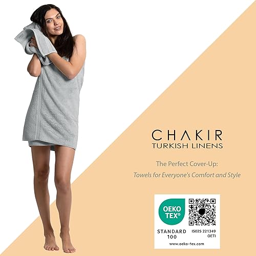 Miniatura 3 de Chakir Turkish Linens Toallas turcas 100 % de algodón prémium de calidad de hotel y spa, suaves y absorbentes (gris plateado, toallas de baño